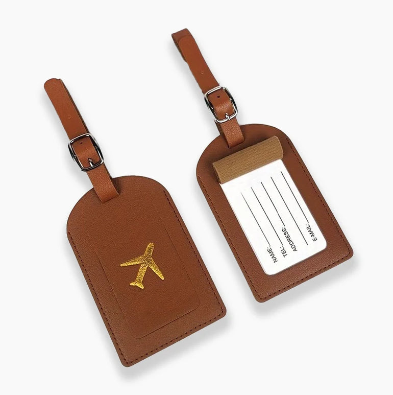 Leather luggage tag